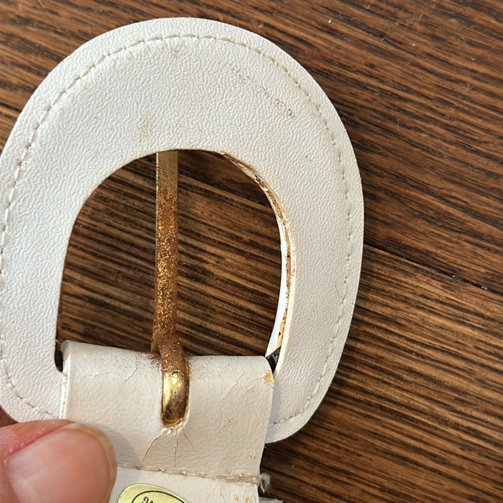 Vintage 70s red, white, navy blue & gold woven nylon cord belt - Picture 7 of 8